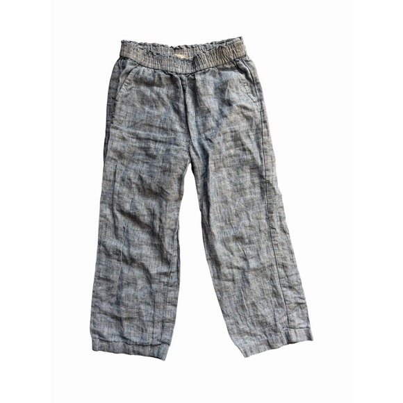 J.Crew Crewcuts Girls 10 100% Linen Pants Blue Drawstring EUC - Picture 2 of 6